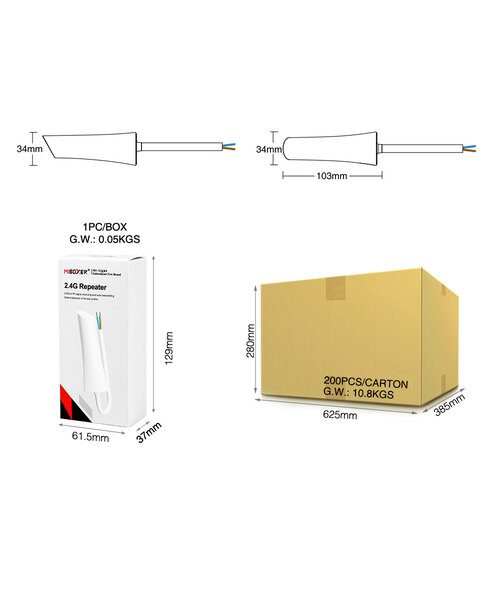 Milight / MiBoxer 2.4Ghz RF Repeater 230 Volt IP67