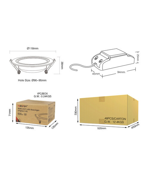 Milight / MiBoxer Zigbee 3.0 Downlight RGB+CCT 6 Watt