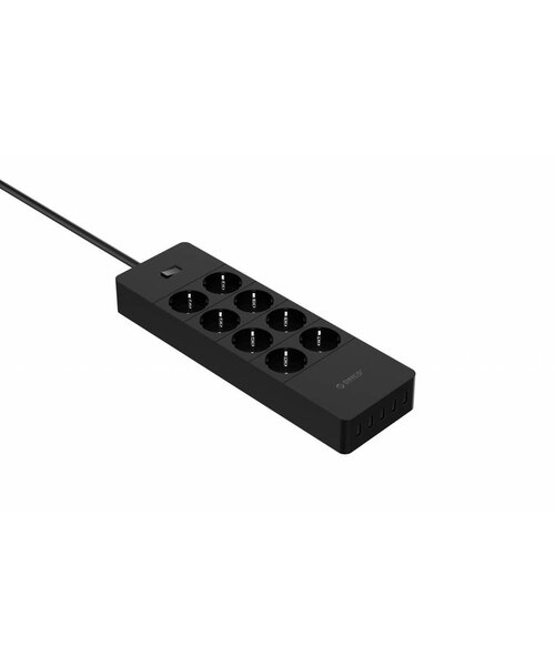 Orico stekkerdoos met acht stopcontacten en vijf USB-laadpoorten -  Incl. aan/uit schakelaar en overspanningsbeveiliging - Zwart