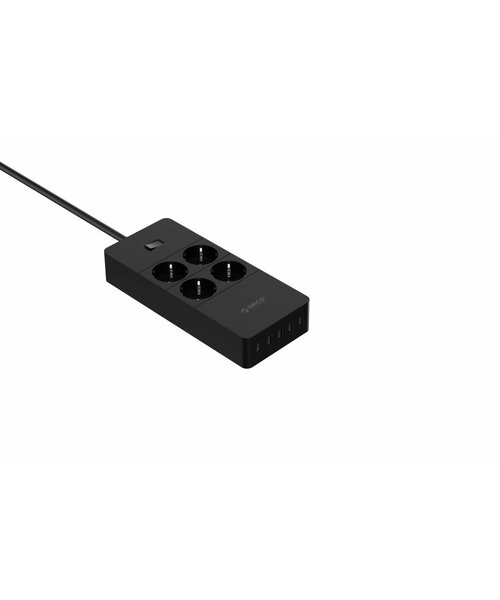 Orico USB stekkerdoos met vier stopcontacten en vijf USB-laadpoorten - 4000W - Incl. aan/uit schakelaar - Zwart