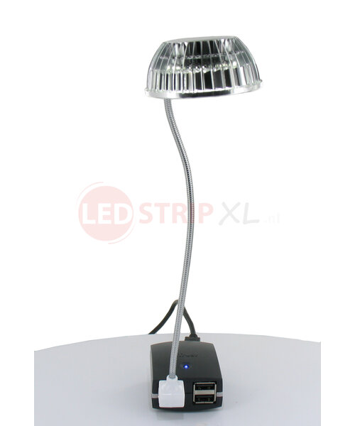 USB mini LED-lampje / leeslampje - helder wit - spiraalkabel