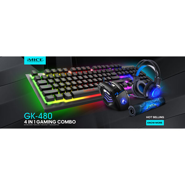 iMice 4-in-1 Gaming set met muis, toetsenbord, koptelefoon en muismat - RGB verlichting