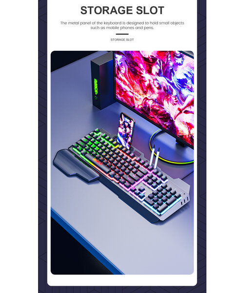 iMice Game toetsenbord met RGB verlichting - Handsteun - 104 toetsen