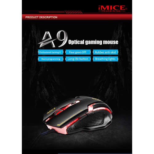 iMice Game muis met LED verlichting - 6 knoppen - 1200/1600/2400/3200  DPI