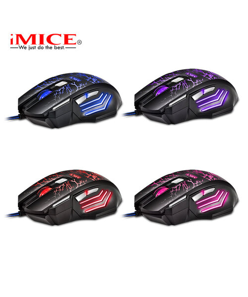 iMice Game muis met verlichting - 7 knoppen - Thunder design -  1200/1600/2400/3200 DPI - macro-programmering