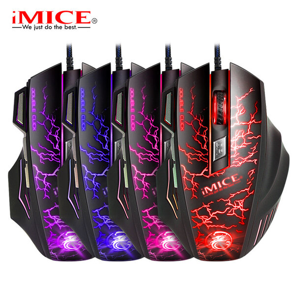 iMice Game muis met verlichting - 7 knoppen - Thunder design -  1200/1600/2400/3200 DPI - macro-programmering