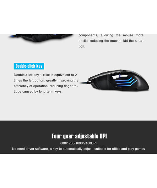 iMice Game muis met RGB verlichting - 7 knoppen - Instelbare DPI