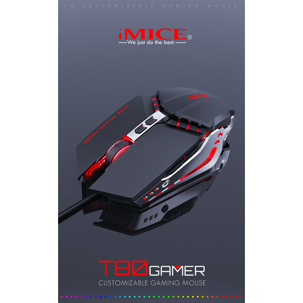 iMice Metalen mechanische game muis - 7 knoppen - Instelbare DPI - LED Verlichting