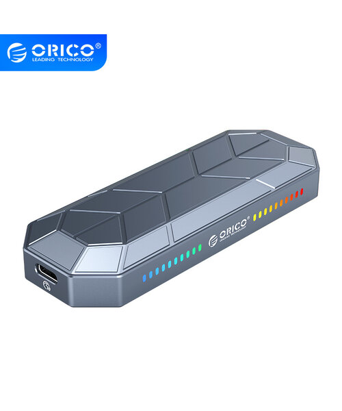 Orico Aluminium M.2 NVMe SSD behuizing - USB 3.1 Gen 2 USB-C - RGB-verlichting - Grijs