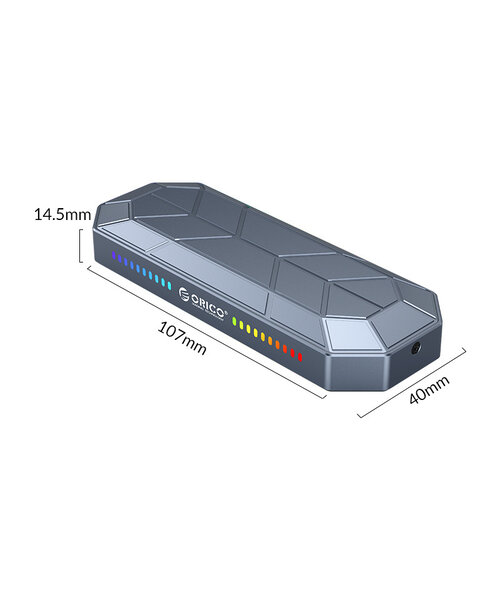 Orico Aluminium M.2 NVMe SSD behuizing - USB 3.1 Gen 2 USB-C - RGB-verlichting - Grijs