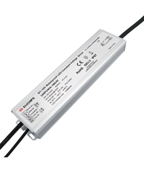 Euchips Waterdichte voedingsadapter voor 24V ledstrips - 240W 10A - IP67 - Dimbare LED driver