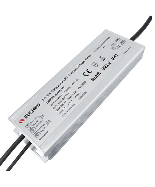 Euchips Waterdichte voedingsadapter voor 24V ledstrips - 320W - IP67 - Dimbare LED driver