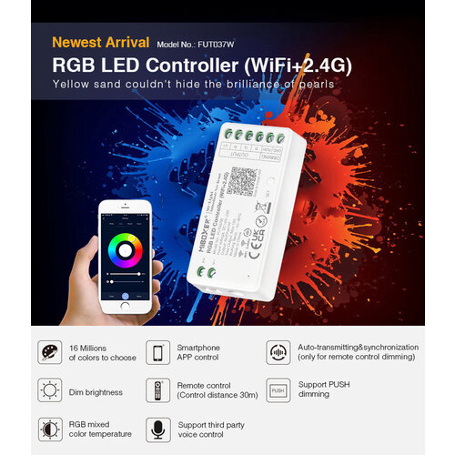 Milight / MiBoxer RGB/W/CCT 3in1 LEDStrip Zone Controller WiFi + Bluetooth + 2.4 GHz - FUT037W+