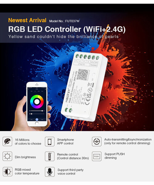 Milight / MiBoxer RGB/W/CCT 3in1 LEDStrip Zone Controller WiFi + Bluetooth + 2.4 GHz - FUT037W+