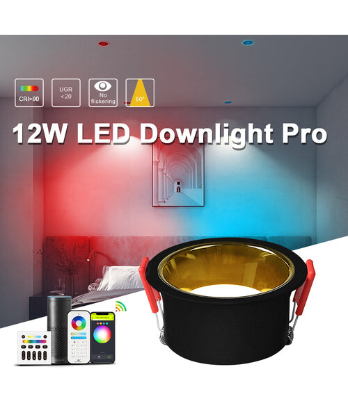 GLEDOPTO Zigbee PRO RGB+CCT 12W LED Downlight Zwarte Behuizing