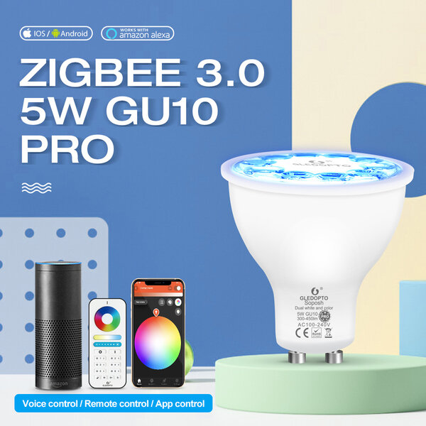 GLEDOPTO Zigbee PRO Color and White 5 Watt GU10 Spot 30° lens