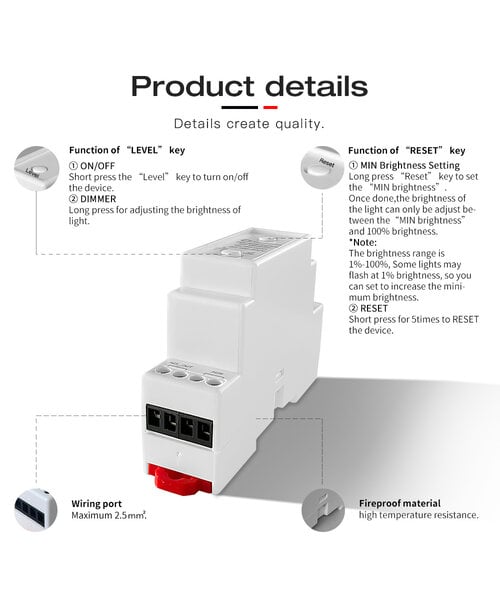 GLEDOPTO Din Rail Zigbee AC Dimmer voor Dimbare LED lampen en TRIAC Drivers