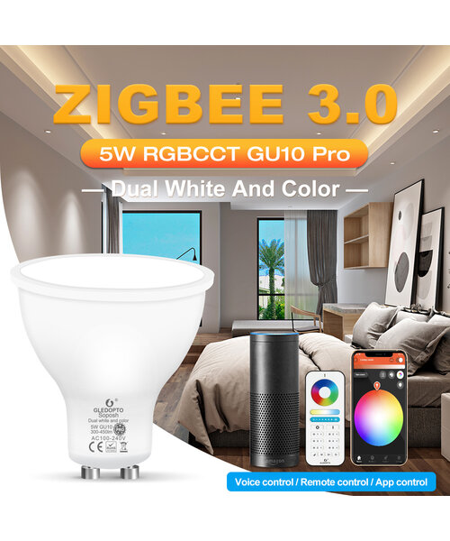 GLEDOPTO Zigbee PRO Color and White 5 Watt GU10 Spot 120° lens