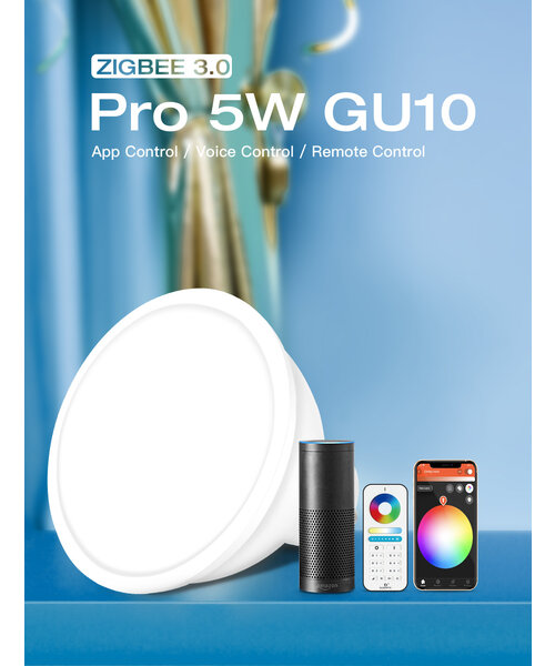 GLEDOPTO Zigbee PRO Color and White 5 Watt GU10 Spot 120° lens