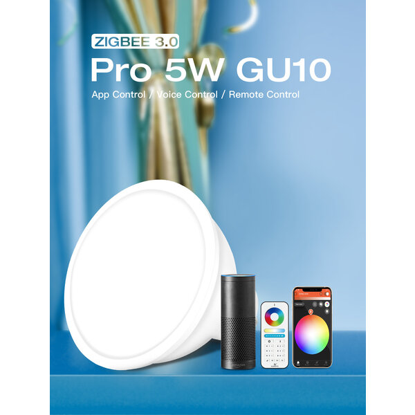 GLEDOPTO Zigbee PRO Color and White 5 Watt GU10 Spot 120° lens