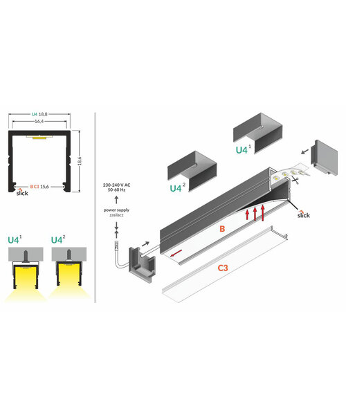 TOPMET 2 Meter LED Profiel 16mm binnenmaat Geschikt voor Philips Hue SMART16