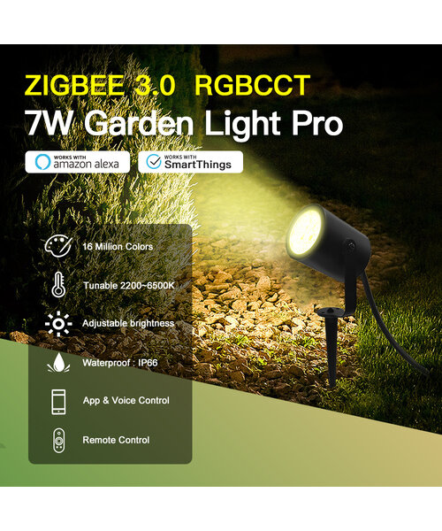GLEDOPTO Zigbee 3.0 Buitenlamp voor wand en grond montage Tuinspot 7 Watt RGB+CCT