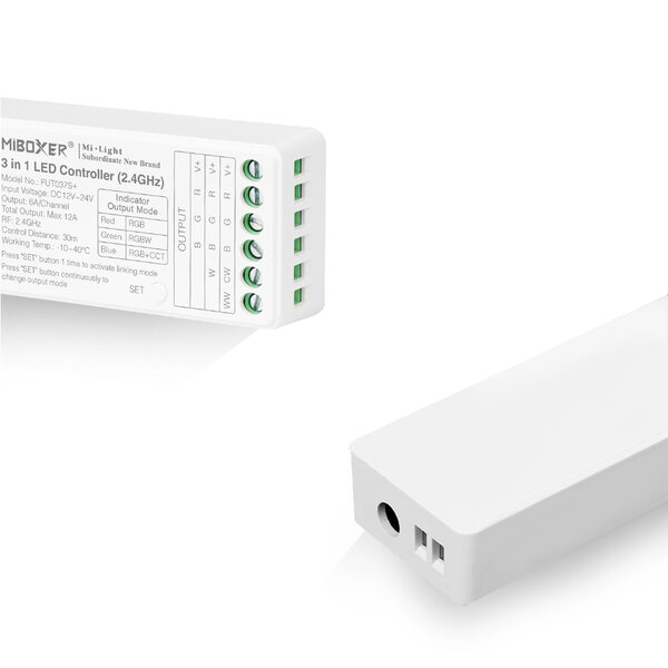Milight / MiBoxer 3 in 1 RGB/W/CCT LEDStrip Zone Controller Slimline - FUT037S+