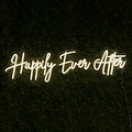 Neon logo met LED happily ever after - huwelijk en bruiloft - warm wit