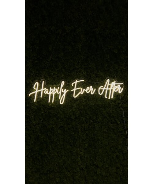 Neon logo met LED happily ever after - huwelijk en bruiloft - warm wit