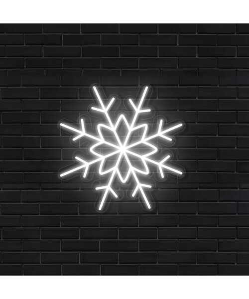 Neon Logo met LED Sneeuwvlok - Wit