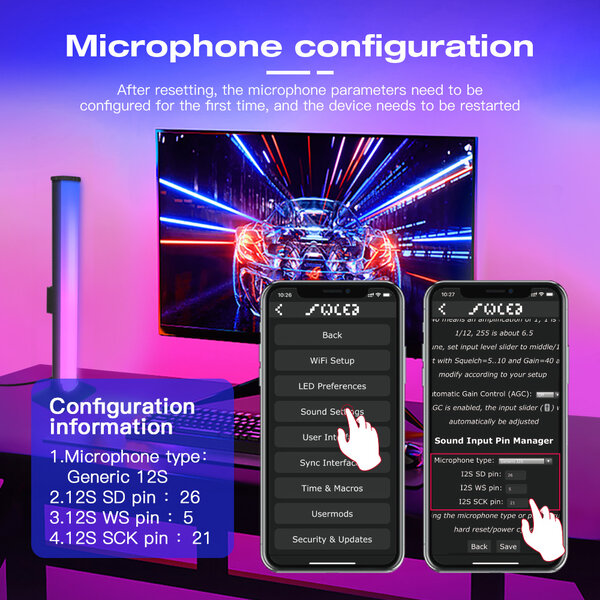 GLEDOPTO WLED Light Bar Digital RGB 10 Watt - ESP32 - Met microfoon en app bediening