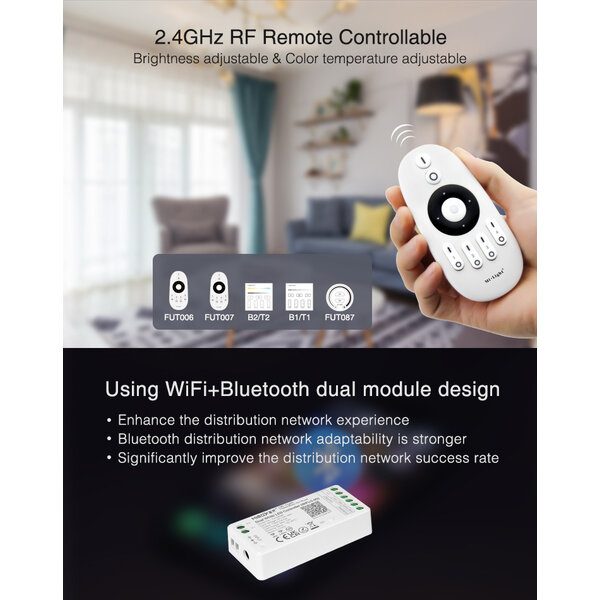 Milight / MiBoxer Single color + Dual White 2 in 1 LEDStrip Zone Controller FUT035W+