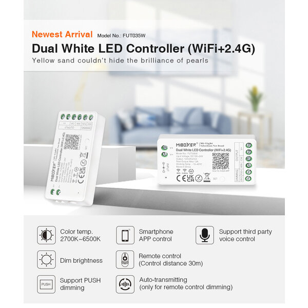 Milight / MiBoxer Single color + Dual White 2 in 1 LEDStrip Zone Controller FUT035W+
