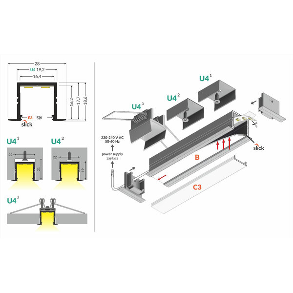 TOPMET Inbouwprofiel 2 meter 16mm binnenmaat SMART-IN16