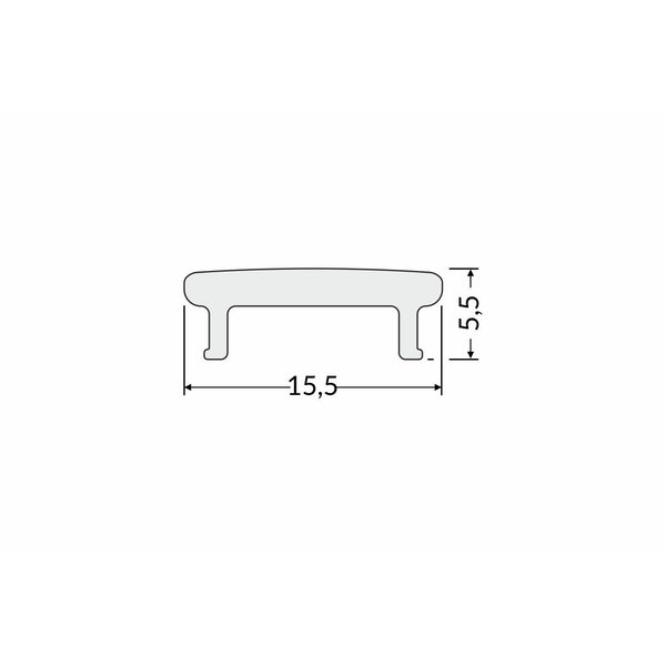 TOPMET 2 Meter Click Cover Opaal Melkglas Type K voor BOLD12 en FLOOR12 profielen