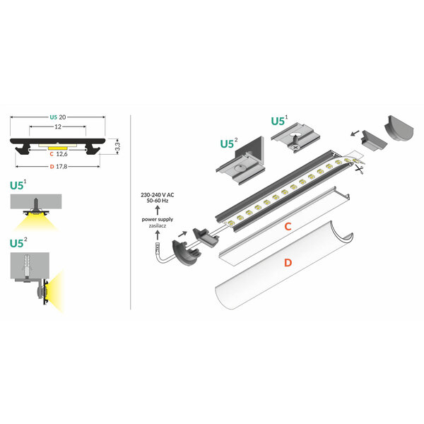 TOPMET Buigbaar Aluminum LED Profiel 2 Meter ARC12
