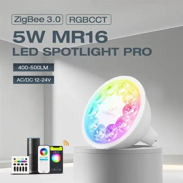 GLEDOPTO GLEDOPTO ZigBee 3.0 PRO 12v / 24v AC/DC  MR16 / GU5.3 LED Spotlight 30° Lens