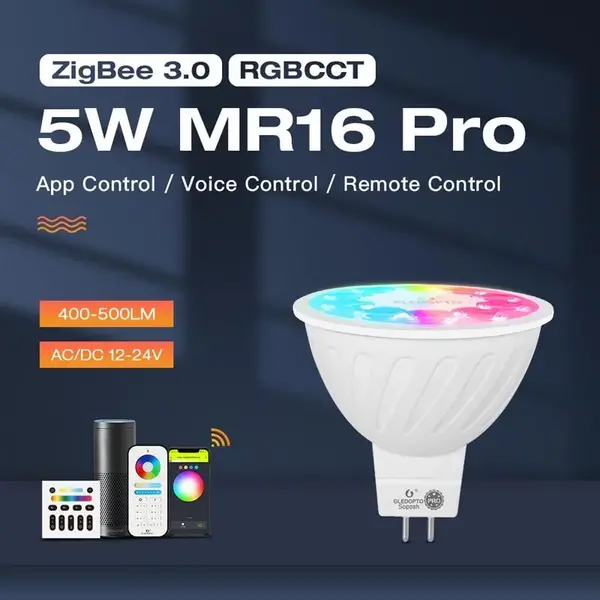 GLEDOPTO GLEDOPTO ZigBee 3.0 PRO 12v / 24v AC/DC  MR16 / GU5.3 LED Spotlight 30° Lens