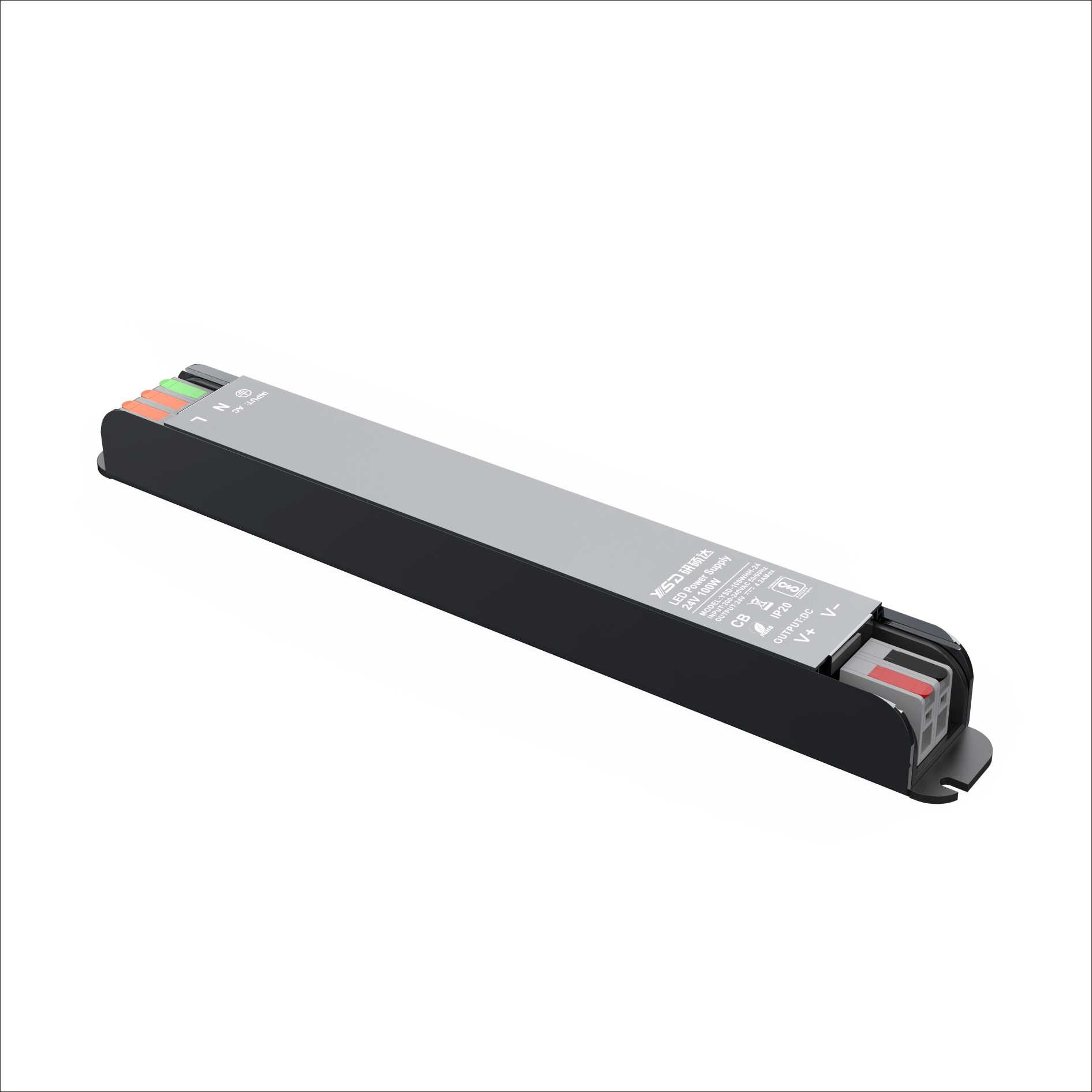 YSD 24 Volt 4.2 Ampere 100 Watt Slimline LED Transformator Metaal