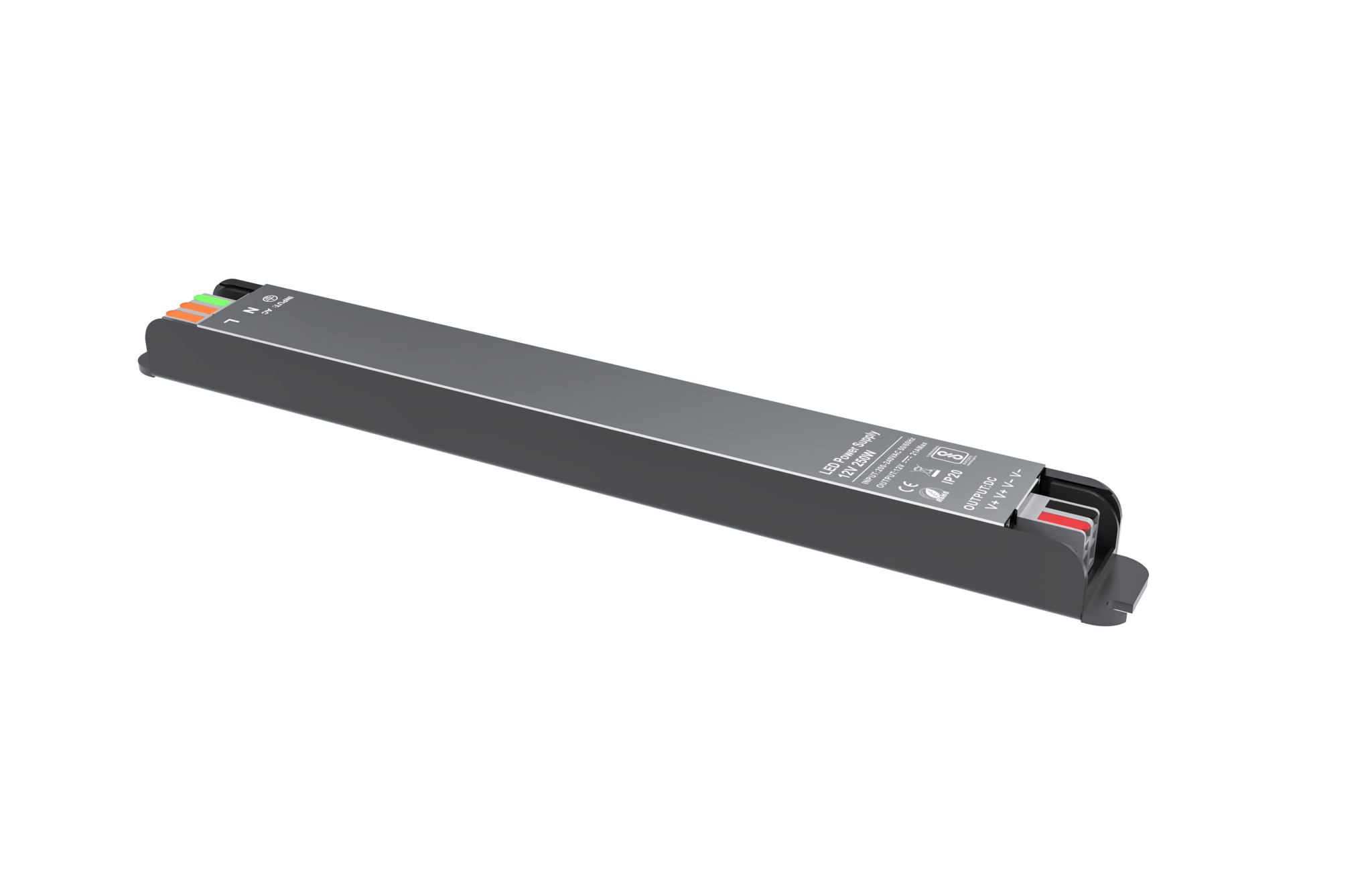 YSD 12 Volt 33 Ampere 250 Watt Slimline LED Transformator Metaal