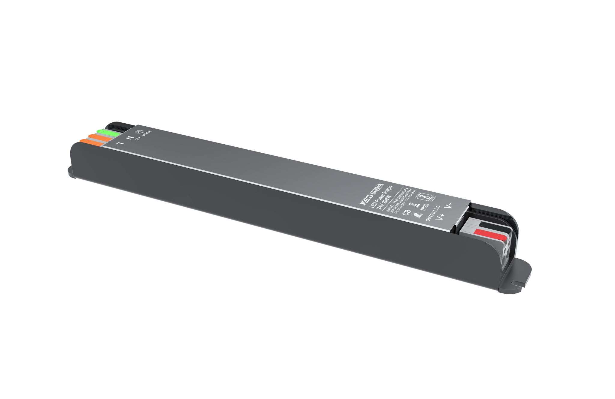 YSD 12 Volt 16.7 Ampere 200 Watt Slimline LED Transformator Metaal