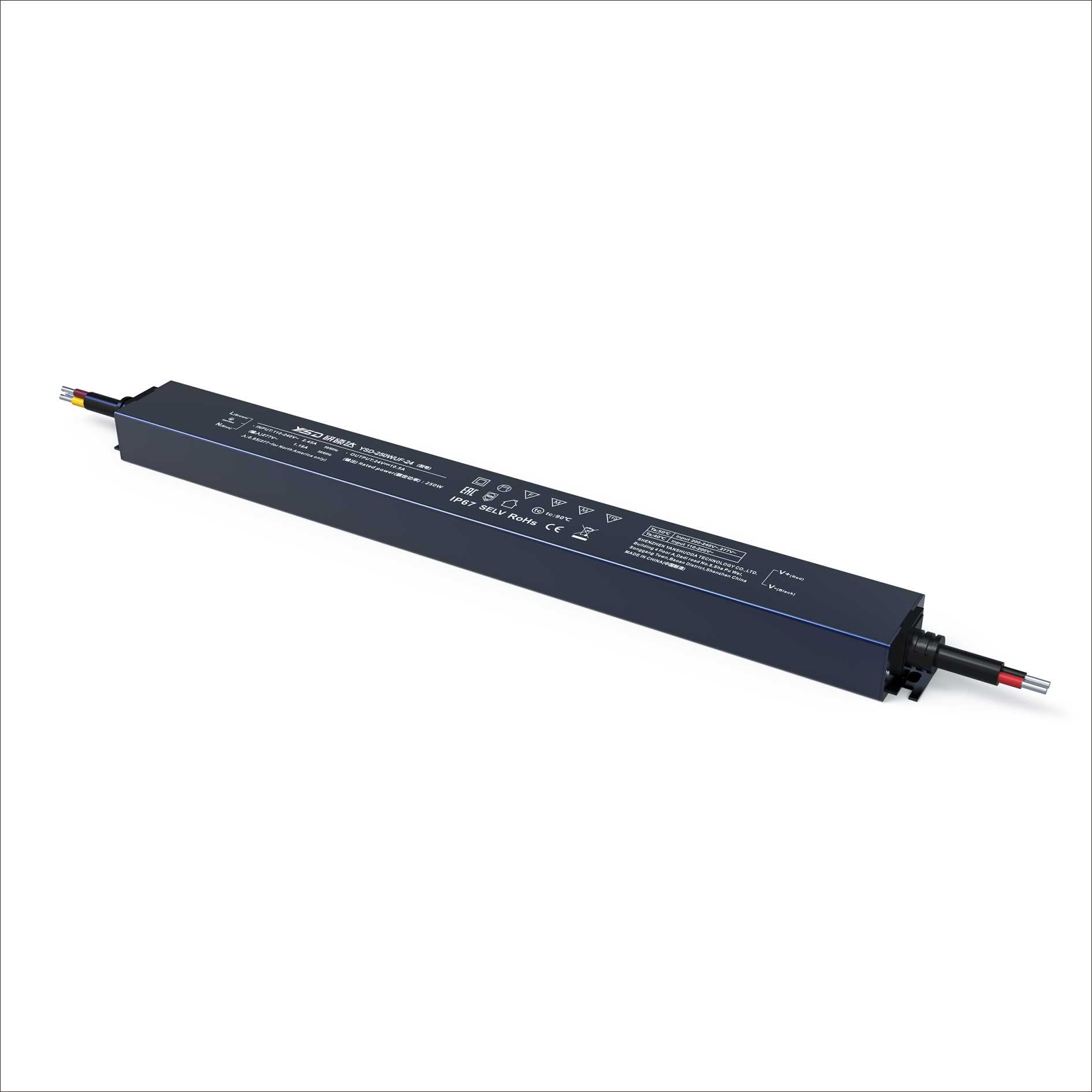 YSD 12 Volt 21 Ampere 250 Watt Waterdichte Slimline LED transformator