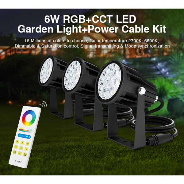 Milight / MiBoxer Complete RGBCCT Tuinverlichting SET met App & RF-bediening – 2.4GHz Smart LED