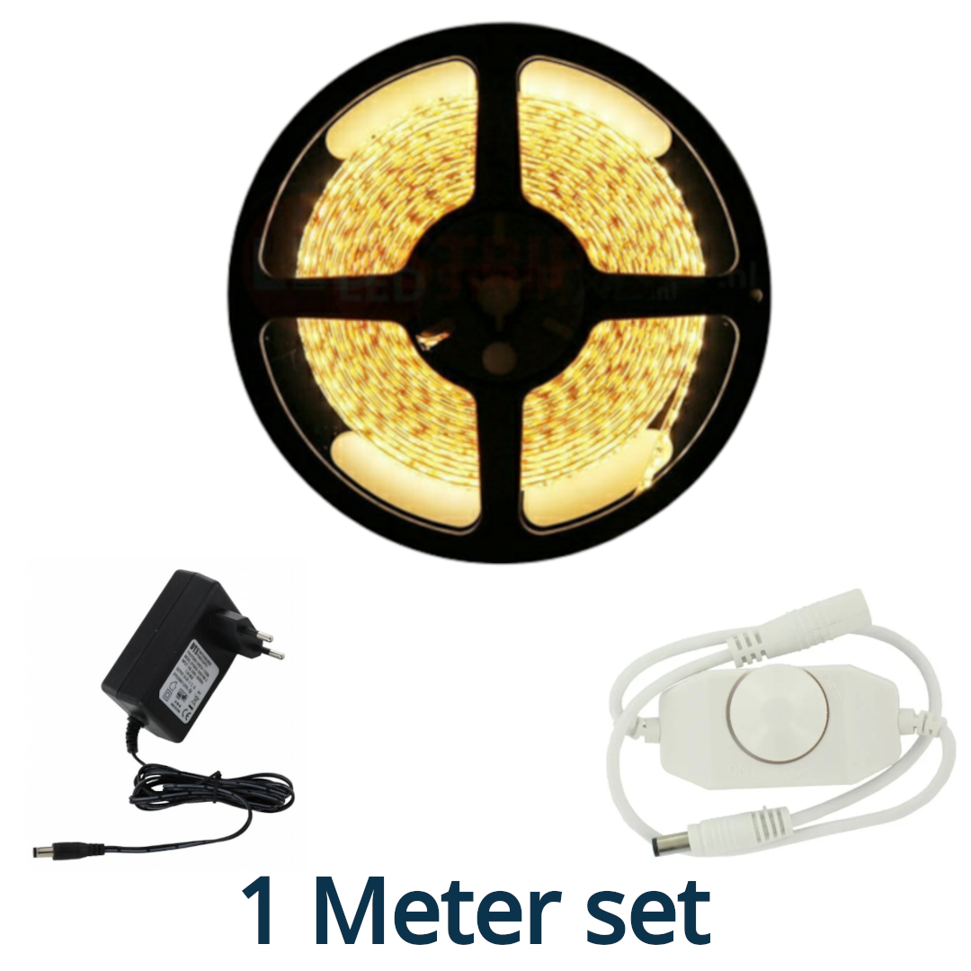 1 Meter Extra Warmwit 2500K LEDStrip Set Compleet met dimmer