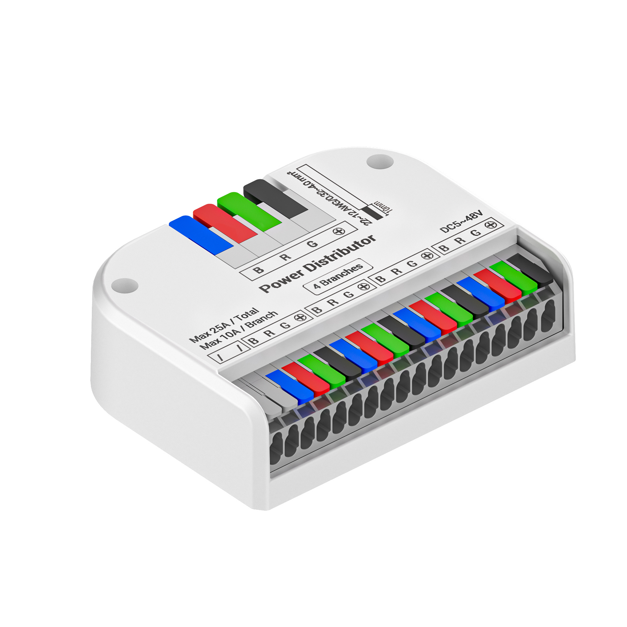 Kabelsplitter voor 1 naar 4 RGB LEDStrips 25 Ampere
