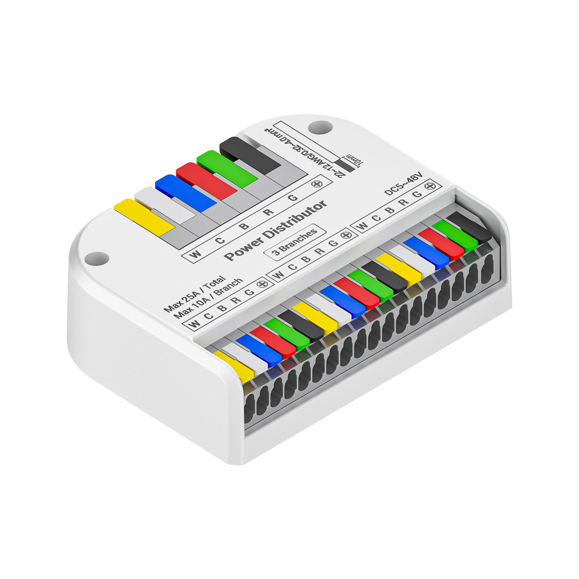 Kabelsplitter voor 1 naar 3 RGB+CCT LEDStrips 25 Ampere