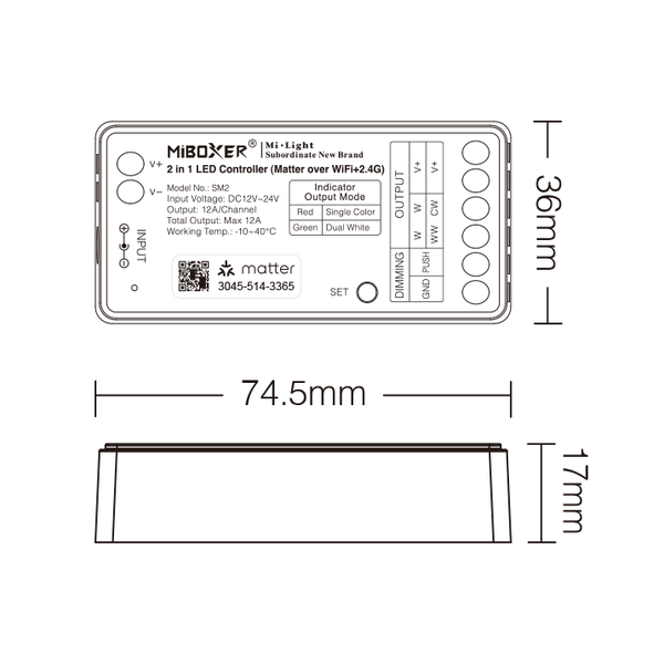 Milight / MiBoxer MiBoxer 2in1 Matter over WiFi + 2.4GHz LEDStrip Controller