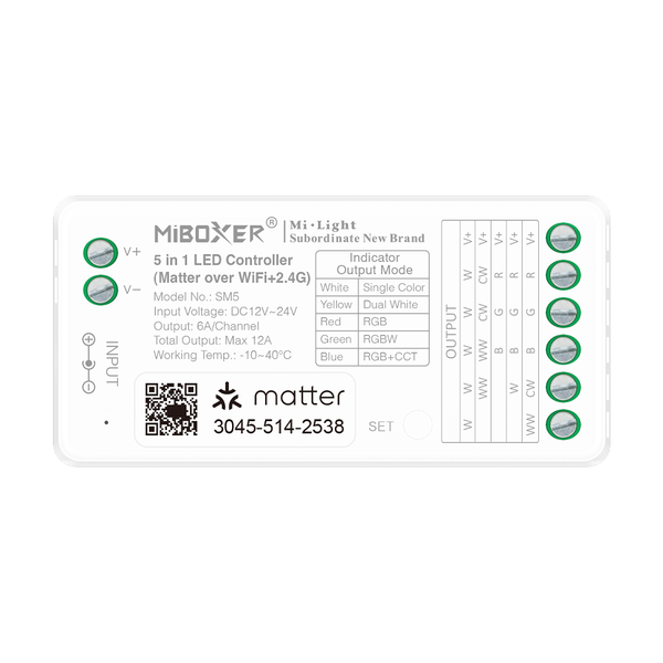 Milight / MiBoxer MiBoxer 5in1 Matter over WiFi + 2.4GHz LEDStrip Controller