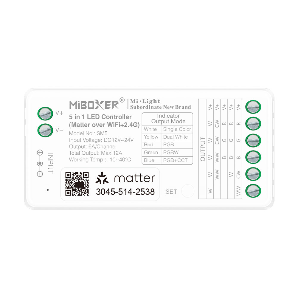 MiBoxer 5in1 Matter over WiFi + 2.4GHz LEDStrip Controller