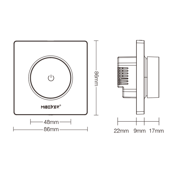 Milight / MiBoxer MiBoxer 230 Volt AC TRIAC dimmer 300 Watt Zigbee 3.0 en 2,4GHz